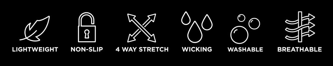 Set of white icons with text labels on a black background