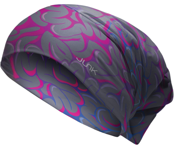 Patterned scrub cap with JUNK brand logo on a white background