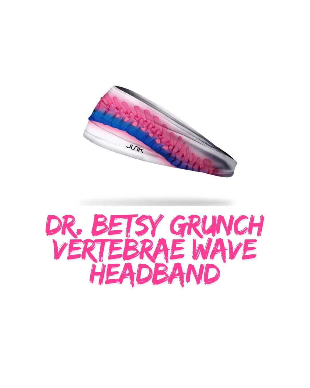 Ladyspinedoc x JUNK Brand "Vertebrae Wave" pink, white, and blue headband
