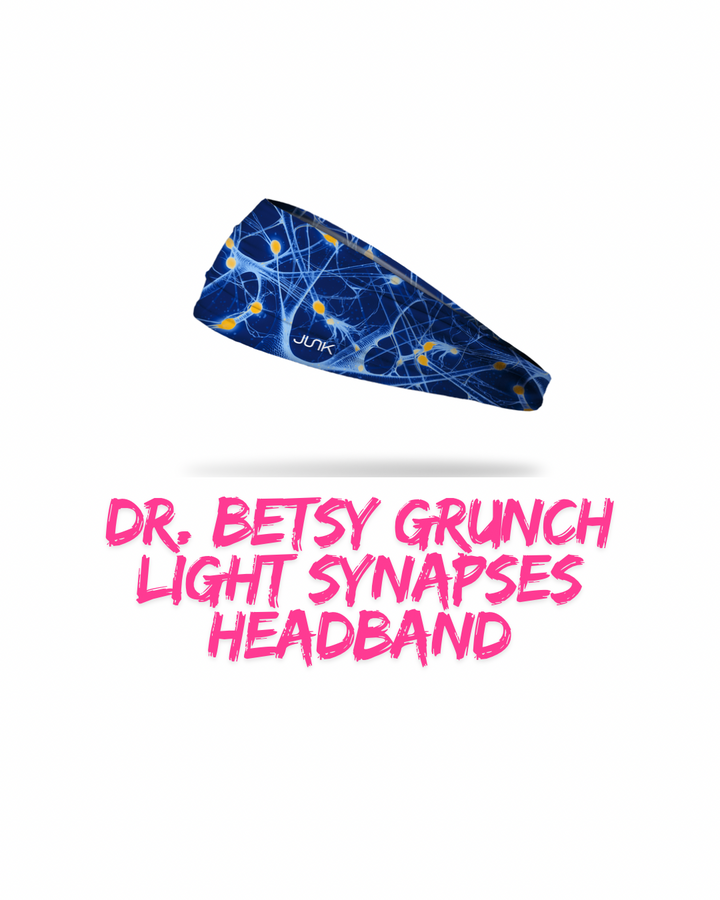 Ladyspinedoc x JUNK Brand "Light Synapses" headband in white, blue and yellow