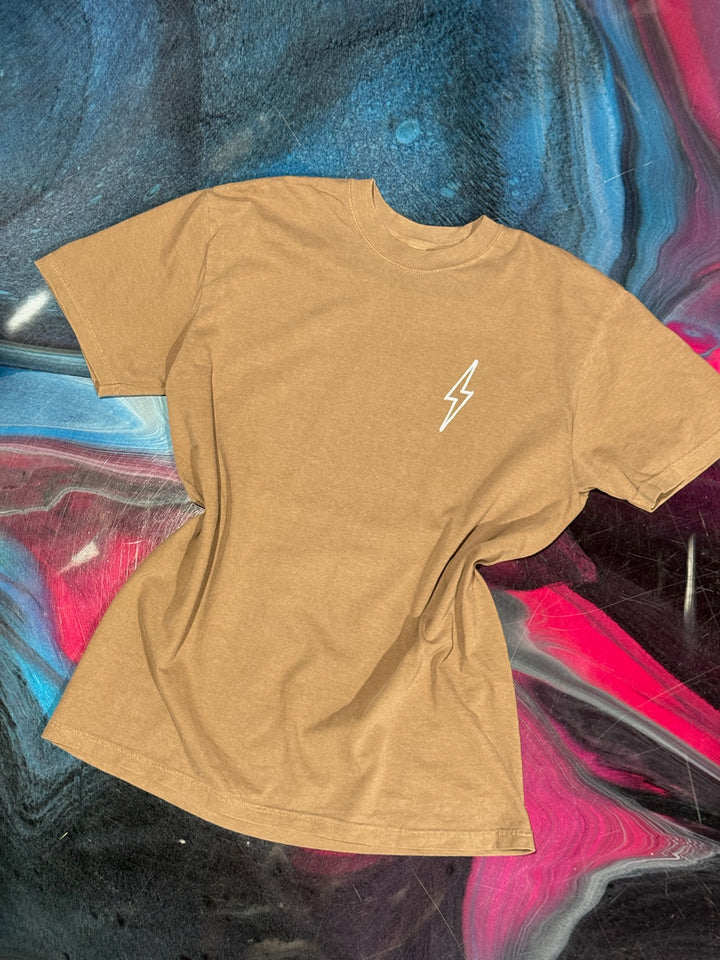 Front flat lay of The Incredible Tee Shirt - Brown Shirt with Motivational "YOU WILL DO INCREDIBLE THINGS. KEEP GOING." Motto