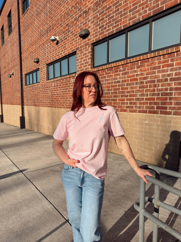 Dr. Grunch wearing pink Lumbar Puncture t-shirt