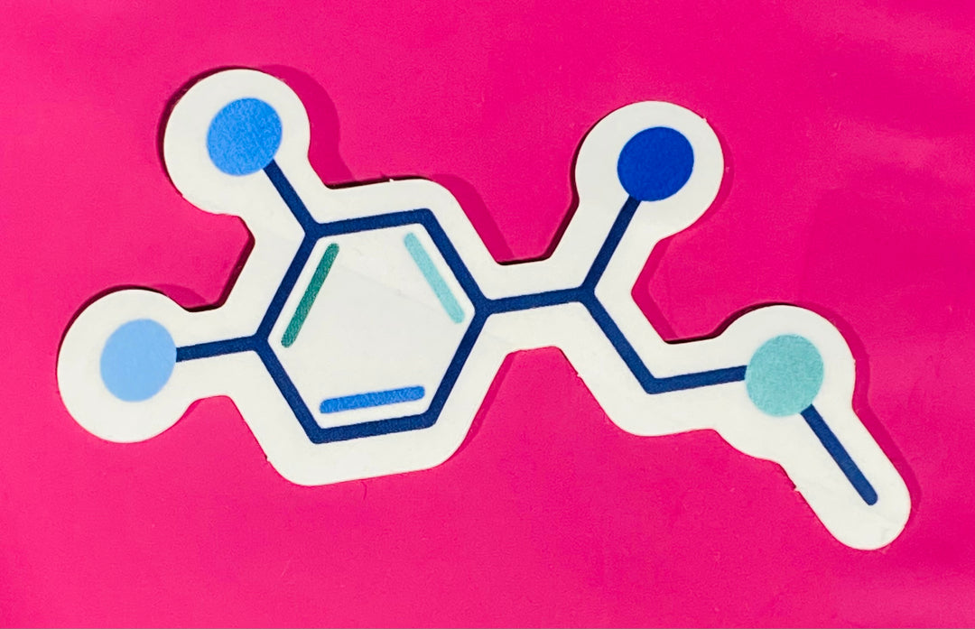 Adrenaline molecular structure sticker on a pink background