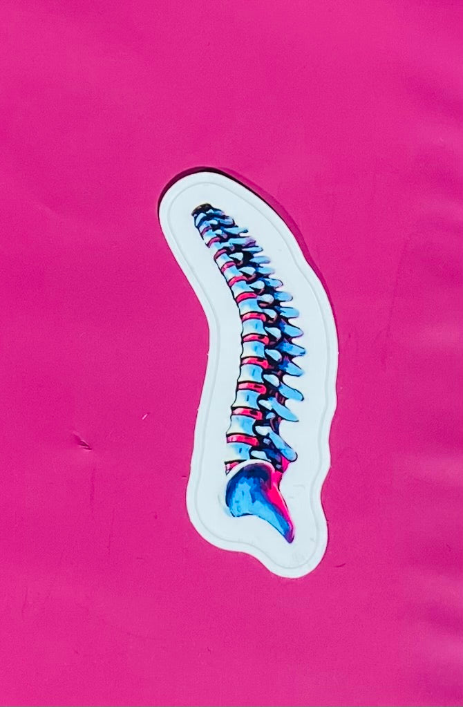Colorful spine sticker on a pink background