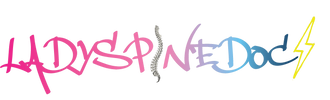 Colorful Ladyspinedoc logo in pink, purple, and blue, with a yellow thunderbolt at the end.